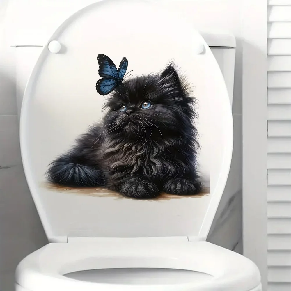 

Cute Black Cat And Butterfly Self-Adhesive Stickers, Bedroom Entryway Living Room Porch Home Decoration Wall Stickers