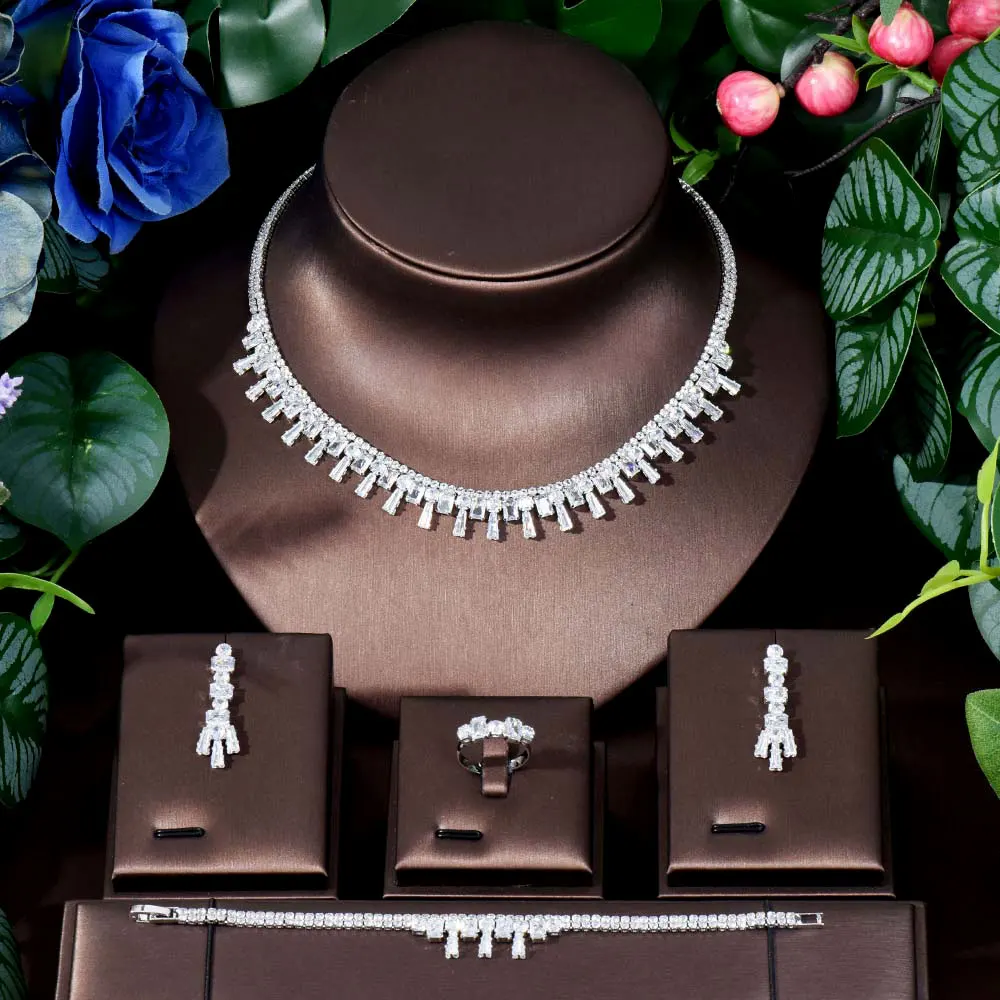 HIBRIDE Loose Feeling Tassel Jewellery Women's Necklace Earrings Glow Set Shopping Gift Party Evening Accessories S-448