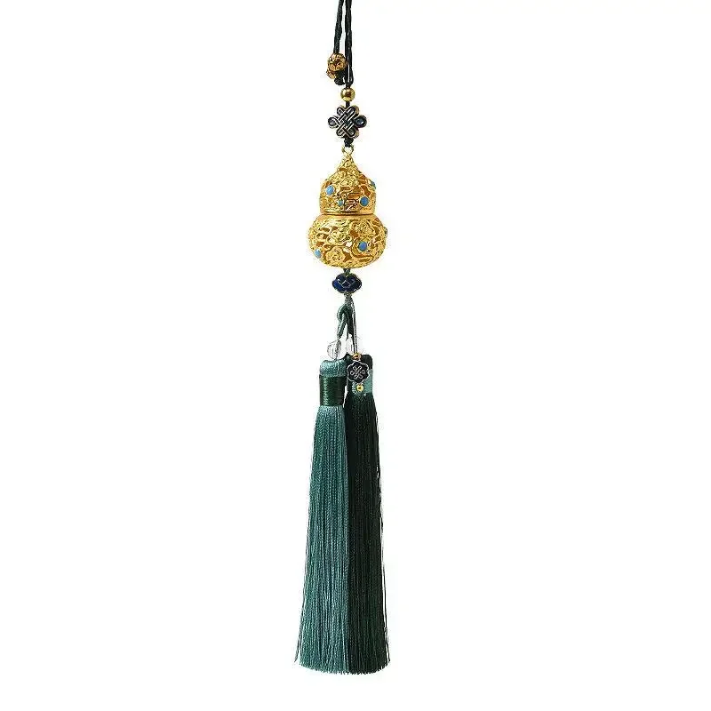 Car Pendant Retro Hollow Gourd Car Decoration Pendant Ping An Double Fringe Pendant Car Accessories Interiori Adorns Ornaments