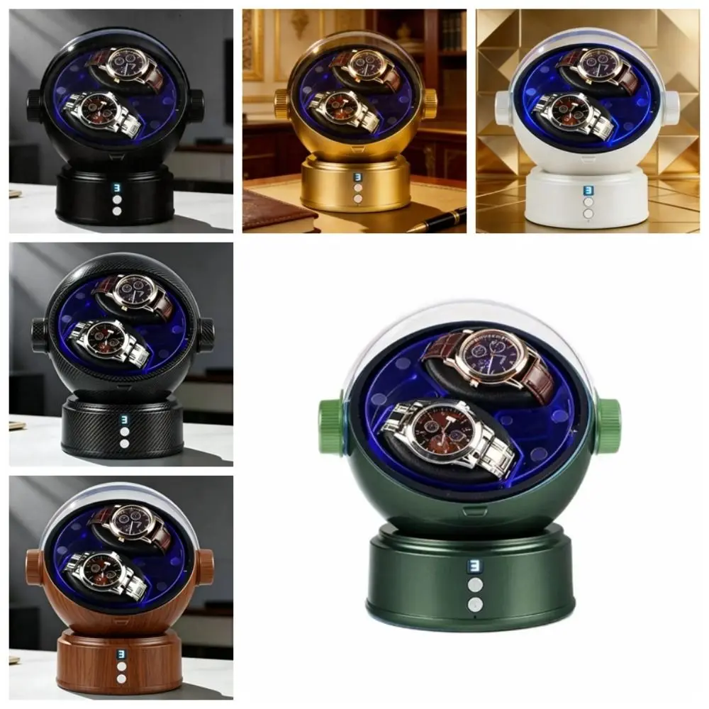 Space Style Digital Double Watch Winder Luxury 5 Color Changing Ambient Lights Automatic Watch Winder Ultra Quiet Silent Motor