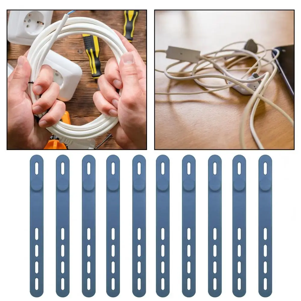 Alat pengatur kabel, 20 buah Set pengatur kabel silikon tebal dengan penutup gesper yang dapat disesuaikan untuk berbagai macam