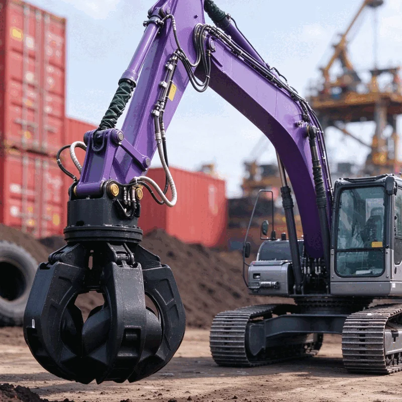 Smart Automated Hydraulic Steel Grab Heavy Duty Grapple Used for Scrap Metal Sorting Loading in Modern Recycling Work Sites