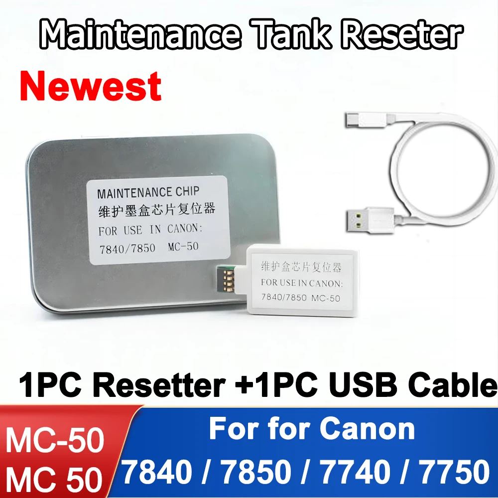 

MC-50 MC50 MC 50 Maintenance Tank Chip Resetter For Canon 7840 7850 7740 7750 Printer Waste Ink Tank Chip Reset USB Resetable