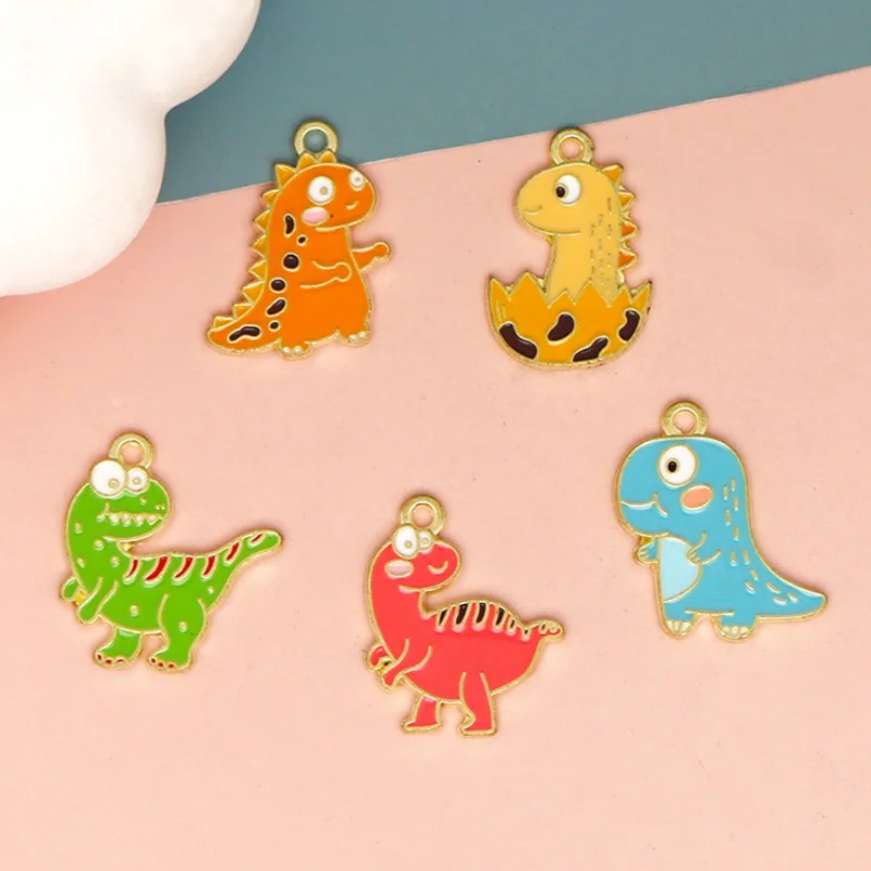 10PCS Cartoon Monster Dinosaur DIY Alloy Drip Oil Necklace Bracelet Pendant Keychain Pendant Accessories