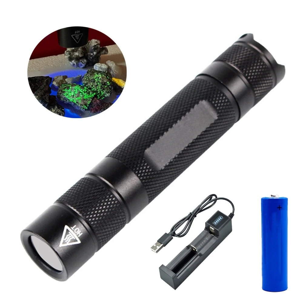 High Power Shortwave 254nm UVC LED Flashlight SW UV Torch Lamp Fluorescent Minerals Phosphor Detection