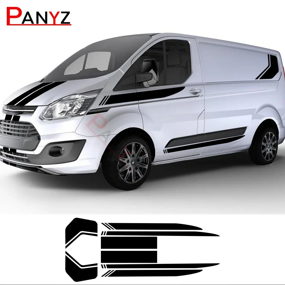 Autocollants de voiture pour Ford Transit Tourneo, 8 pièces/lot, KIT de rayures de Sport personnalisé MK7 MK8 MK9, décalcomanies en vinyle pour Van, accessoires automobiles de réglage