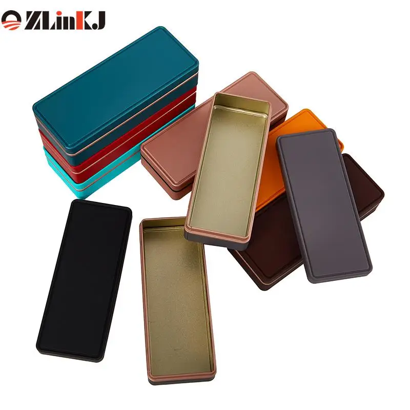 1Pcs Multicolor Tinplate Rectangular Storage Box Container with Lid Small Tin Boxes Empty Containers Storage Box Case Organizer