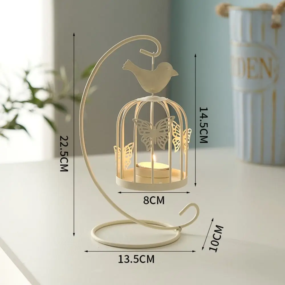 

Подсвечник-клетка для птиц из кованого железа, с полым подвесным дизайном, в форме листа, белый/черный, для гостиной