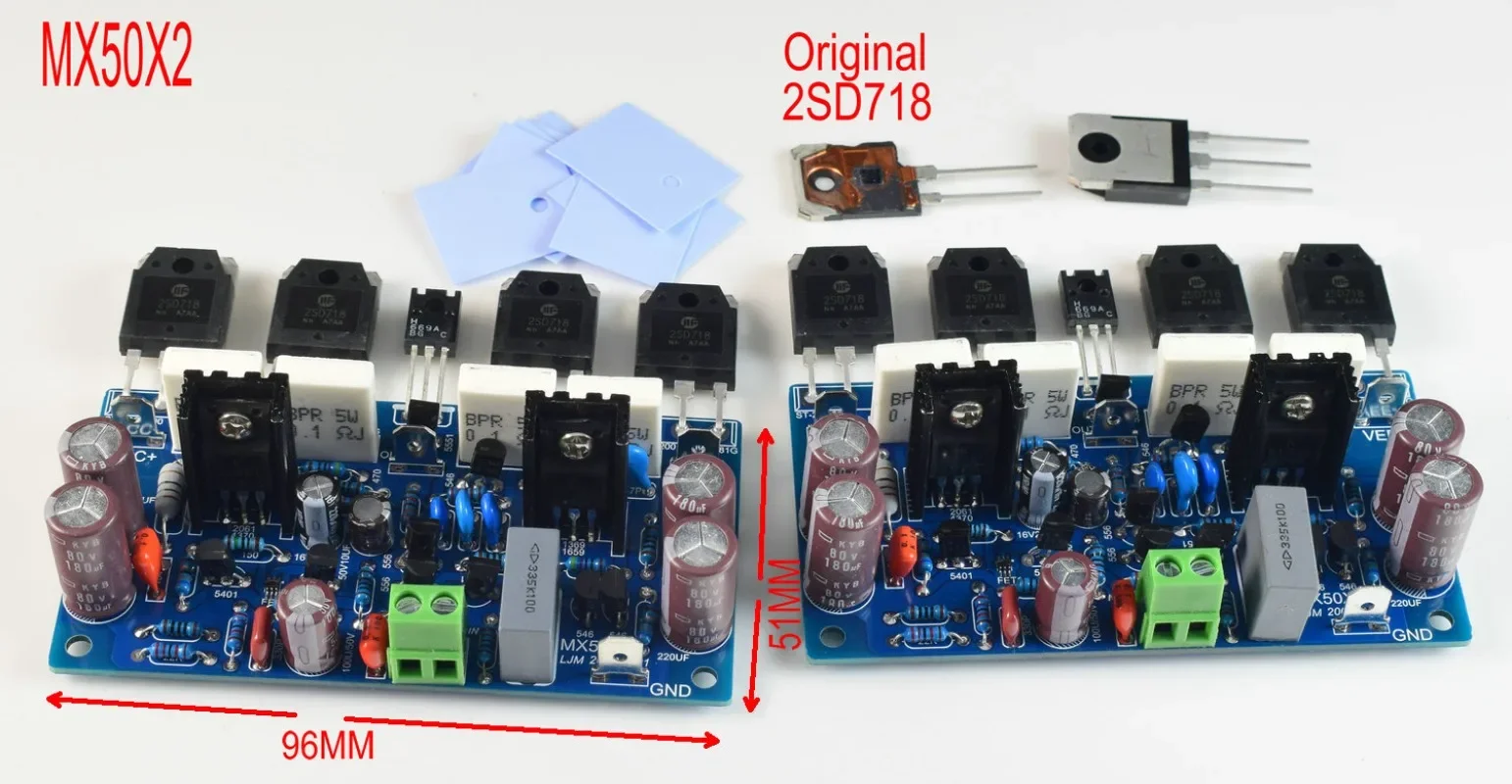 2pcs MX50X2 Single-ended Power Amplifier Stereo Channel 200W8R 2SC5200 /2SD718/NJW0281G Audio Amplifier