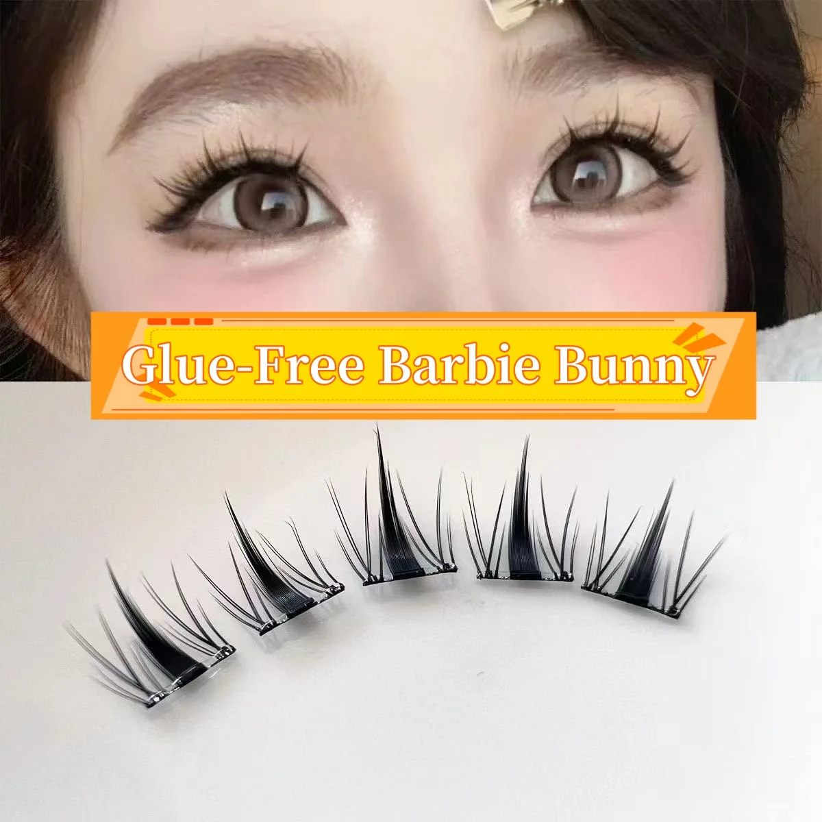 MIAOJIE DIY رموش عنقودية ذاتية اللصق 10 صفوف/صندوق، رموش مقسمة على طراز مانغا خالية من الغراء بمظهر طبيعي