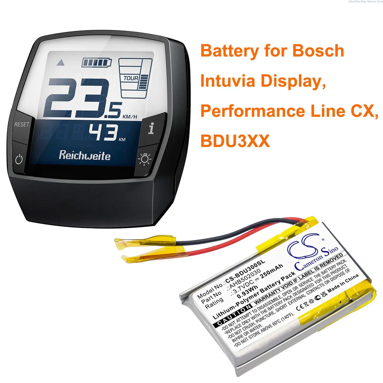 OrangeYu 250mAh Display Battery AHB502030 for Bosch Intuvia Display, Performance Line CX, BDU3XX