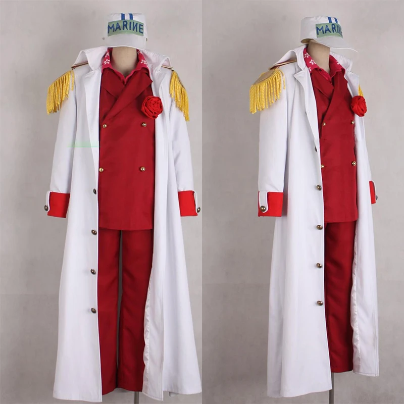 Anime Marines Admiral Sakazuki Admiral Akainu intero Set con Costume Cosplay vestito rosso