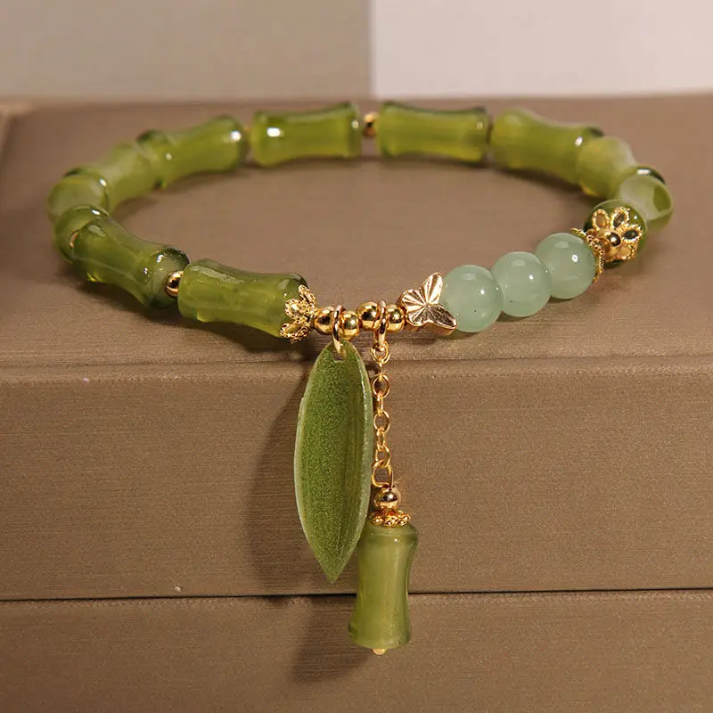 Original New Chinese Style Bamboo Jade Bracelet Women's Light Luxury High-Grade Bracelet Gift for Bestie