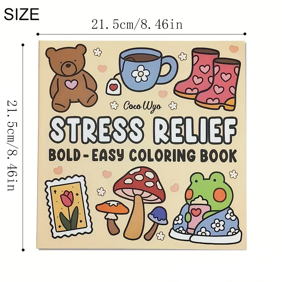 قطعة واحدة من كتاب تلوين كوكو وييو لتخفيف التوتر للبالغين، 22 صفحة ورقية سميكة، تصميمات جريئة، لا يتطلب بطاريات، مثالية لعيد الميلاد