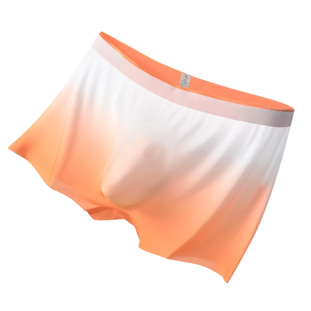 

MenSeamless Trunks Boxer Shorts Ice Silk Calcinha Quick Dry Underpants Gradient Color 3D Bulge Pouch Extreme Men's Underwear