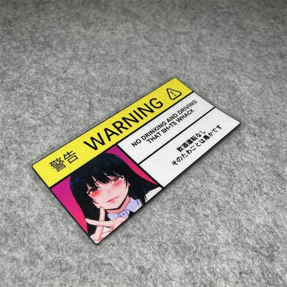 Horayten No Drinking Warning Sticker Anime Girl Reflective Vinyl Decal for Motorcycle Car Helmet Window Tank Safe Driving Decor