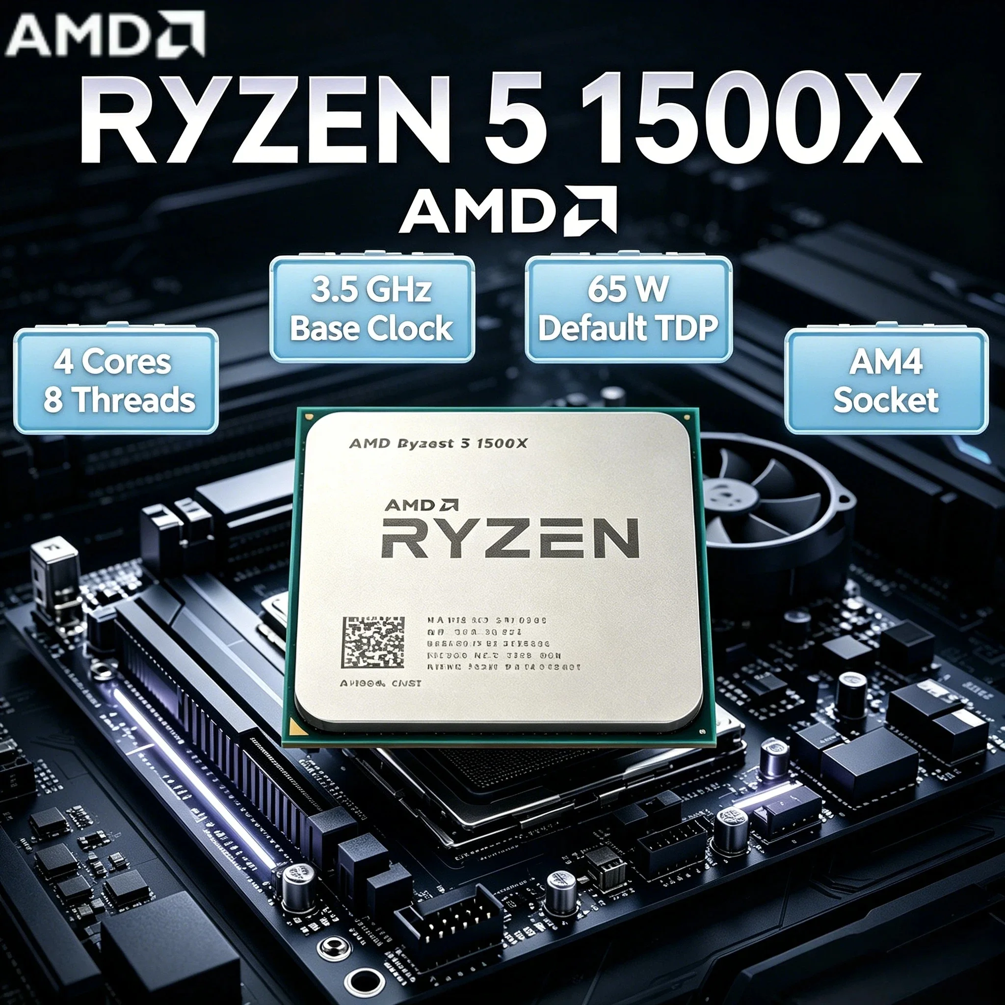 

Ryzen 5 1500X AMD 4C 8T 3.7GHz Unlocked AM4 Desktop CPU Gaming Processor Without Package R5 1500X New Gift 8K HD Max