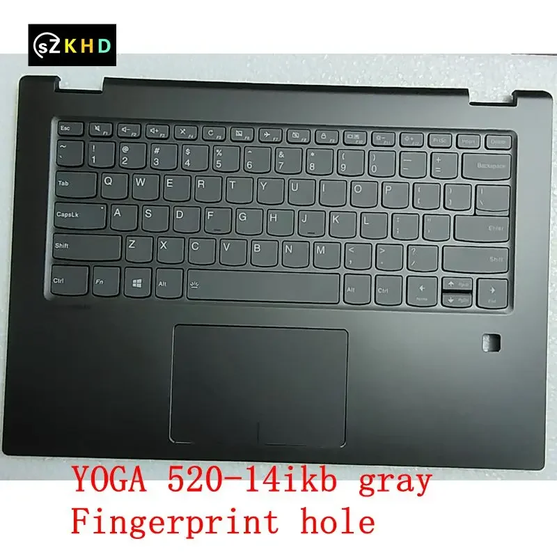 New Case For Lenovo Yoga 520-14ikb Flex 5 1470 Palmrest Cover Shell Upper Grey With Backlit English Keyboard Fingerprint Hole