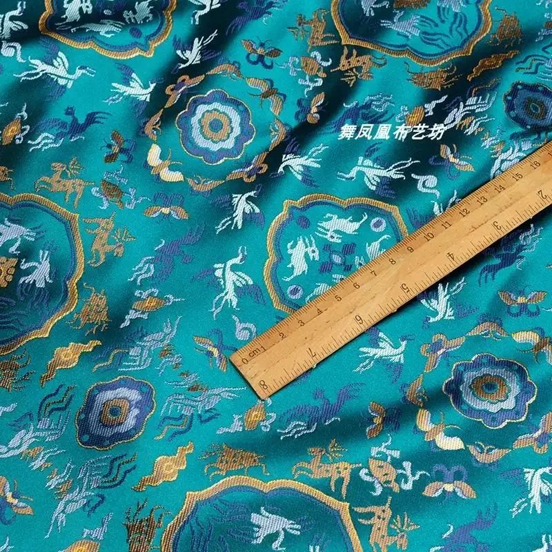 الطاووس الأزرق تقليد أغنية الديباج الجاكار النسيج لسترة أنيقة شيونغسام هانفو القماش Diy بها بنفسك مواد الخياطة بالمتر
