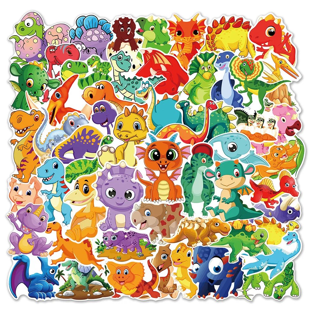 10/30/60pcs Cute Animal Dinosaur Cartoon Stickers Kawaii Graffiti Luggage Scrapbook Waterproof Reward Sticker Toys Gifts