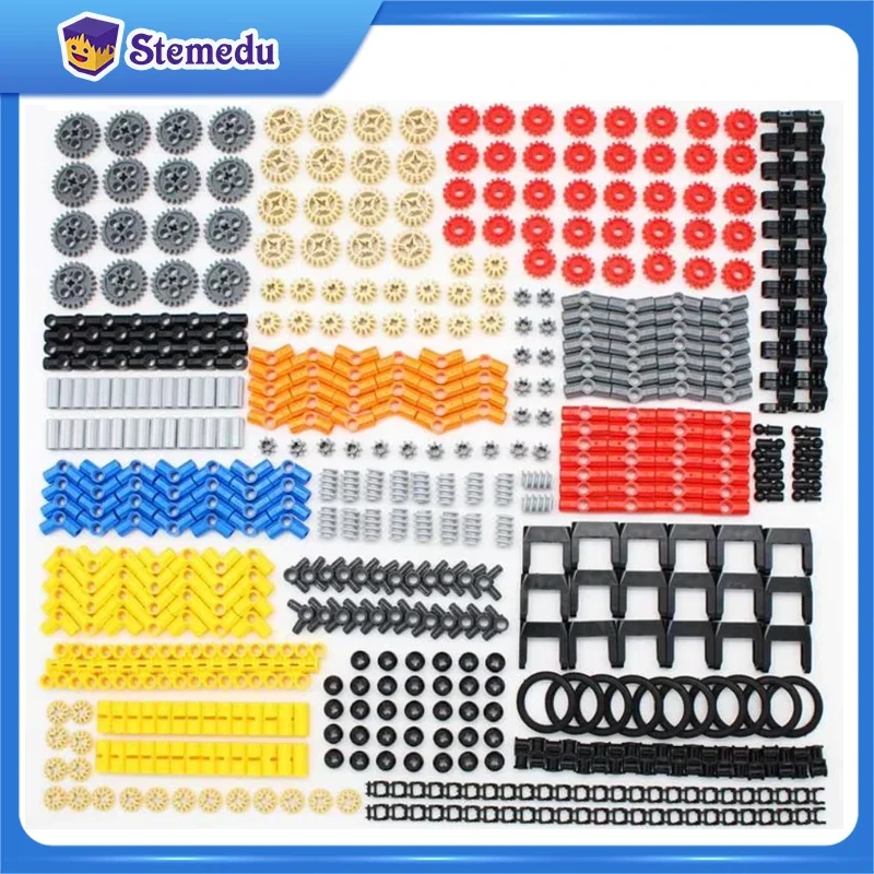 579PCS DIY MOC Bulk Technical Parts Pin Liftarm Bricks Set Axle Connector Gear Tank Link Chain Tracks 3711 57518 Building Blocks