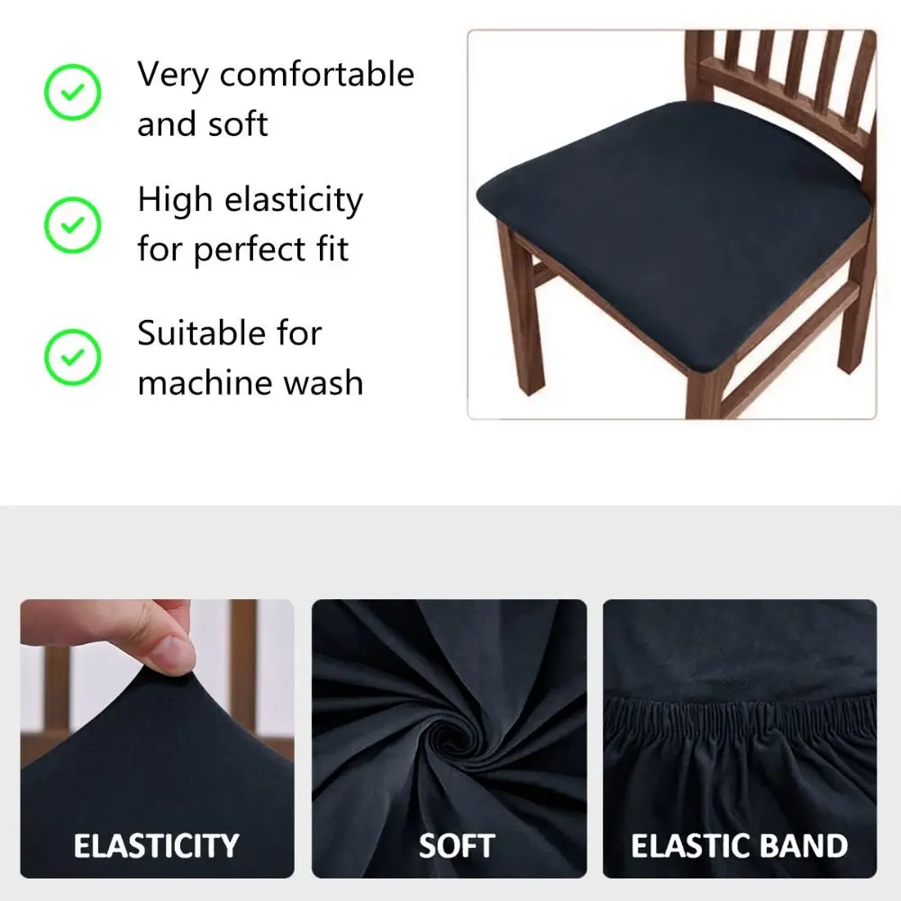 Elastic Dining Chair Cover Soft Anti-slip Seat Cover Waterproof Dust-proof Chairs Protector Slipcover for Home&Hotel Decoration