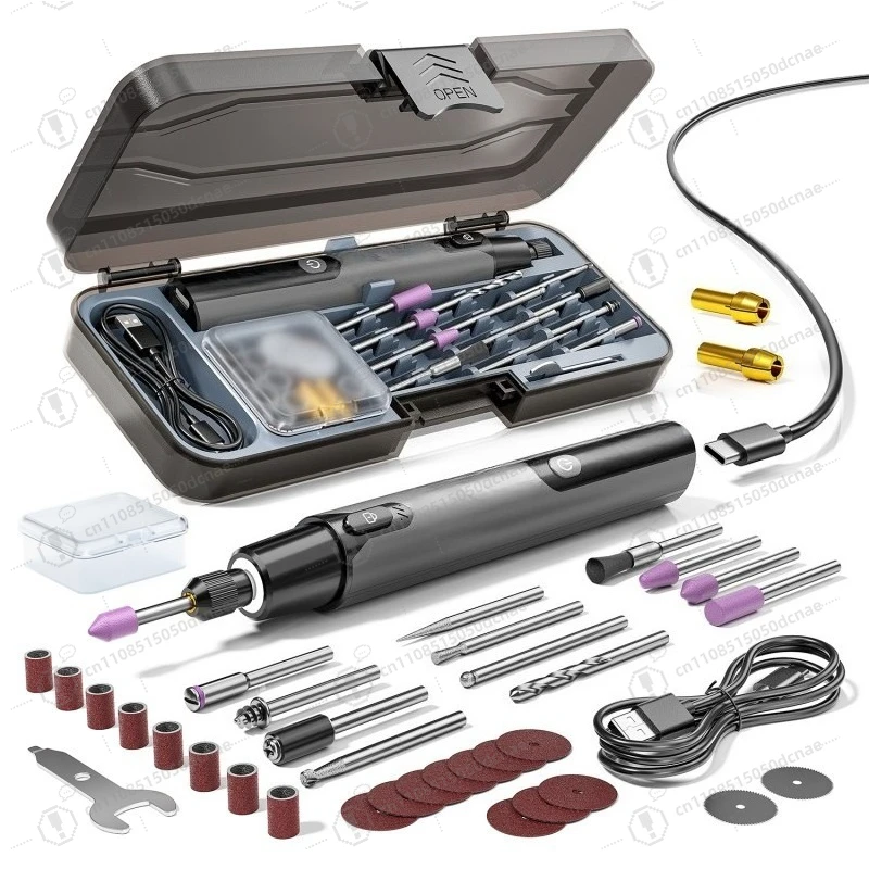 Electric Grinding Pen Digital Display Rotary Tool Set Handheld Mini with Light for Carving Polishing Drilling DIY