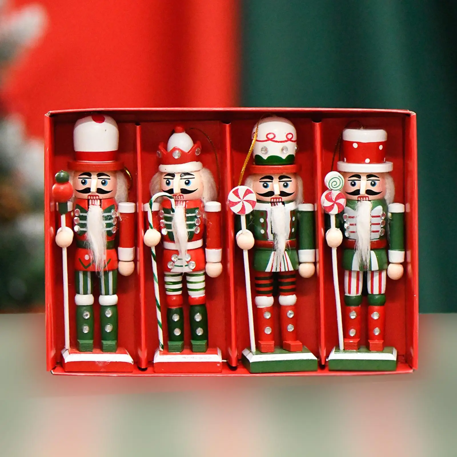 4x Wooden Nutcracker Figures Christmas Decoration Tabletop Xmas Mantle Gift Thanksgiving