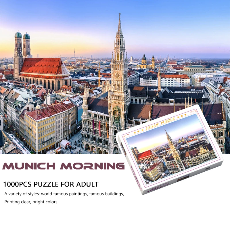 75*50cm Adult 1000PCS Paper Jigsaw Puzzle Landscape Puzzles Early Morning in Munich Stress Relief Educational Entertainment Toy