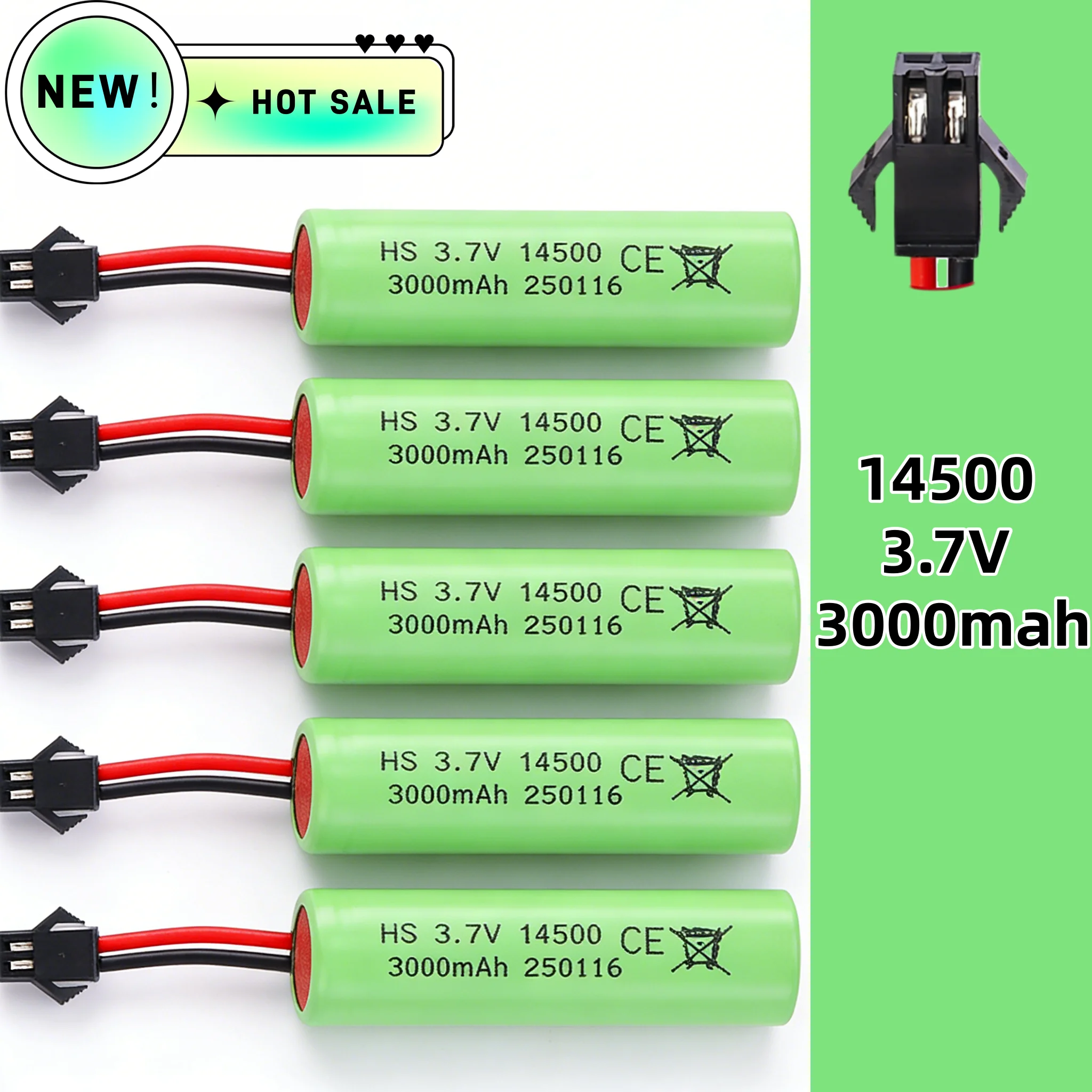 

НОВАЯ литий-ионная батарея 14500 3.7V 3000 мАч для радиоуправляемой машинки-перевертыша C2 D828, аксессуар для игрушек, литий-ионная батарея 14500 3.7V с разъемом SM-2P
