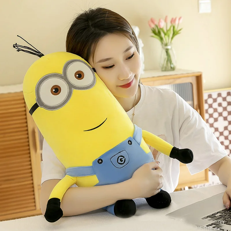 Minions Filme Periferia Yellow Bob Plush Stuart, Brinquedos de pelúcia em jeans, bonecas macias, decoração travesseiro, presente de aniversário para crianças