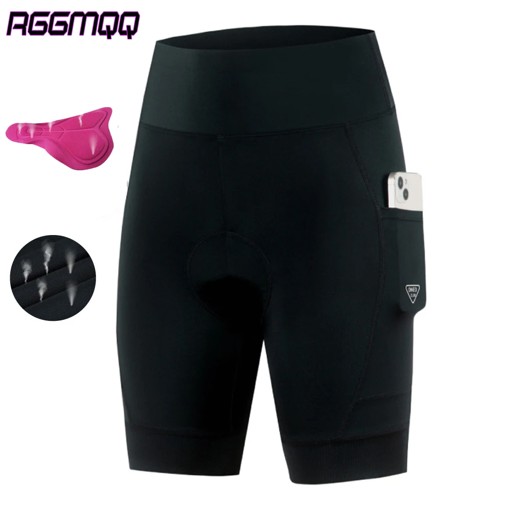 RGGMQQ 1PCS Padded Bike Shorts Women 4D Breathable Womens Cycling Shorts with Padding Mountain Biking Shorts with Pockets