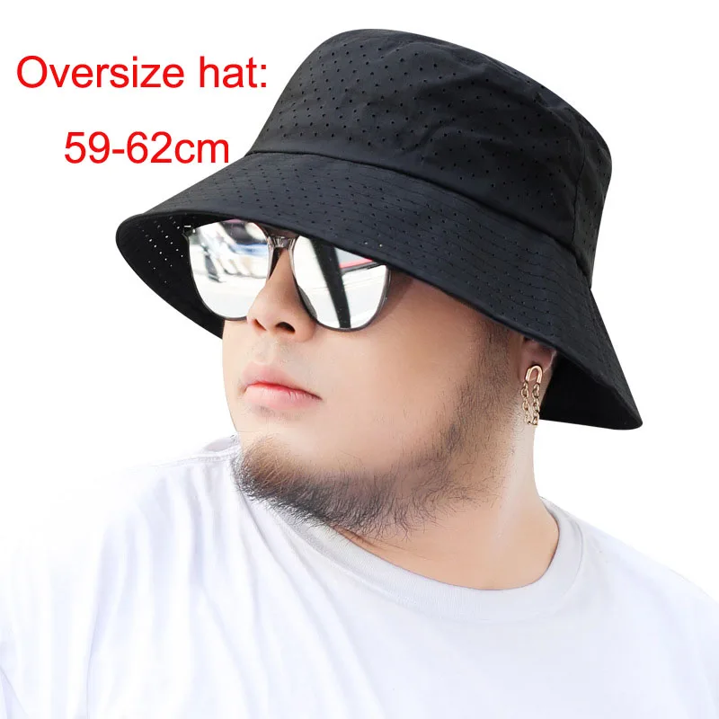 Summer Panama Hat for Men FisherMan Hat Men\'s Big Head Breathable Size Plus Hat Bucket Hat Summer Fashion Bob 62cm Fat Mesh Hat