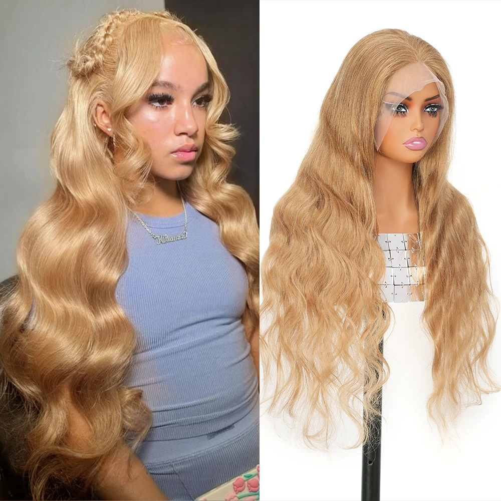 

Медовый блондин 13*4 Прозрачный парик из натуральных волос на кружеве спереди с объемной волной 180 # Плотность # 27 цветных париков фронта шнурка, человеческие волосы для женщин