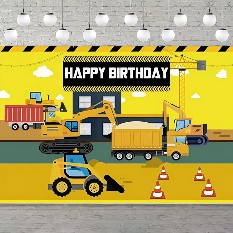 

Фон для фотосъемки на тему строительства: самосвал, зона строительных работ, экскаватор, кран для мальчиков, баннер для вечеринки в честь дня рождения, фон для фотосессии