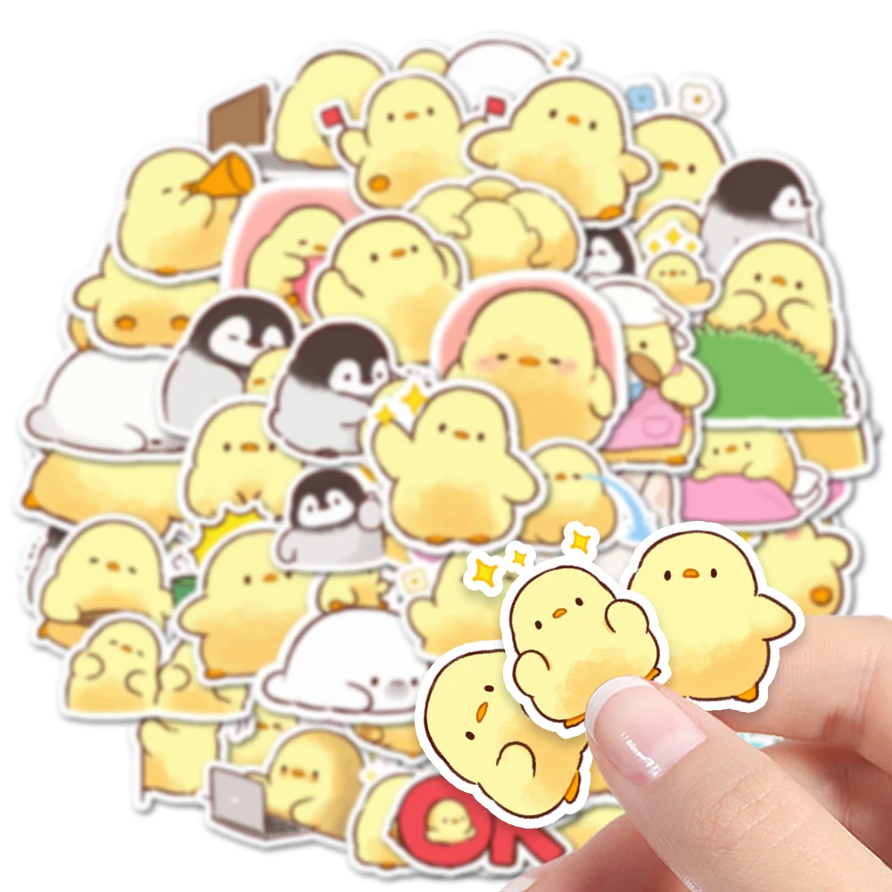 48pcs Self-Pasting, Little Yellow Duck Stickers Can Be Used For Party Wall Tabletop And Other Decorations, Party Small Stickers