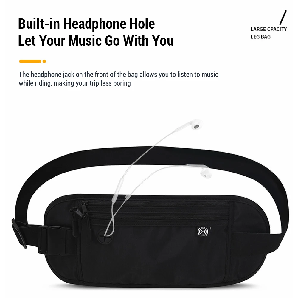 JUNLETU Sports Waist Bag for Men Women Waterproof Waist Pouch with Headphone Hole Slim Phone Holder Belt for Running Gym Travel