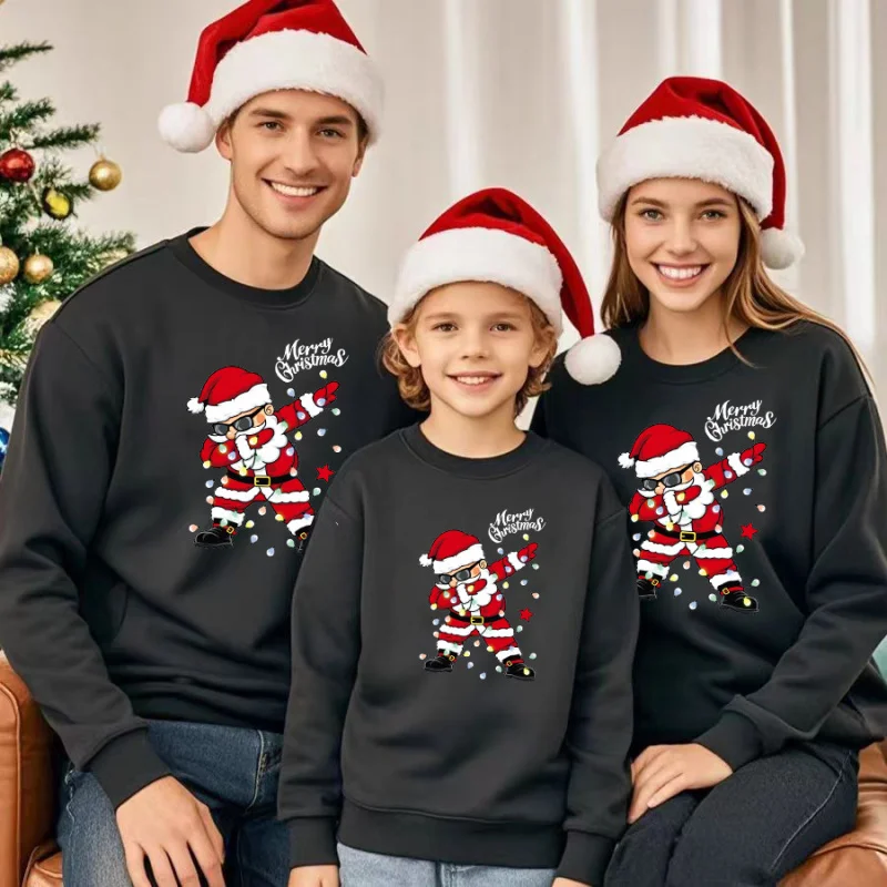Adult Kids Sweatshirts Christmas Red Santa Claus Dad Mom Girls Boys Tops Pullover for a Family of 6 New Year's Matching Outfits