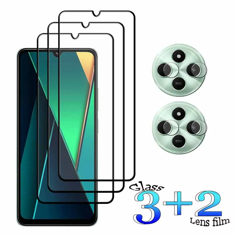 

3+2 For Xiaomi POCO C75 5G Tempered Glass Shockproof 9H Clearly Anti-Scratch Front Protector +Soft Camera lens film