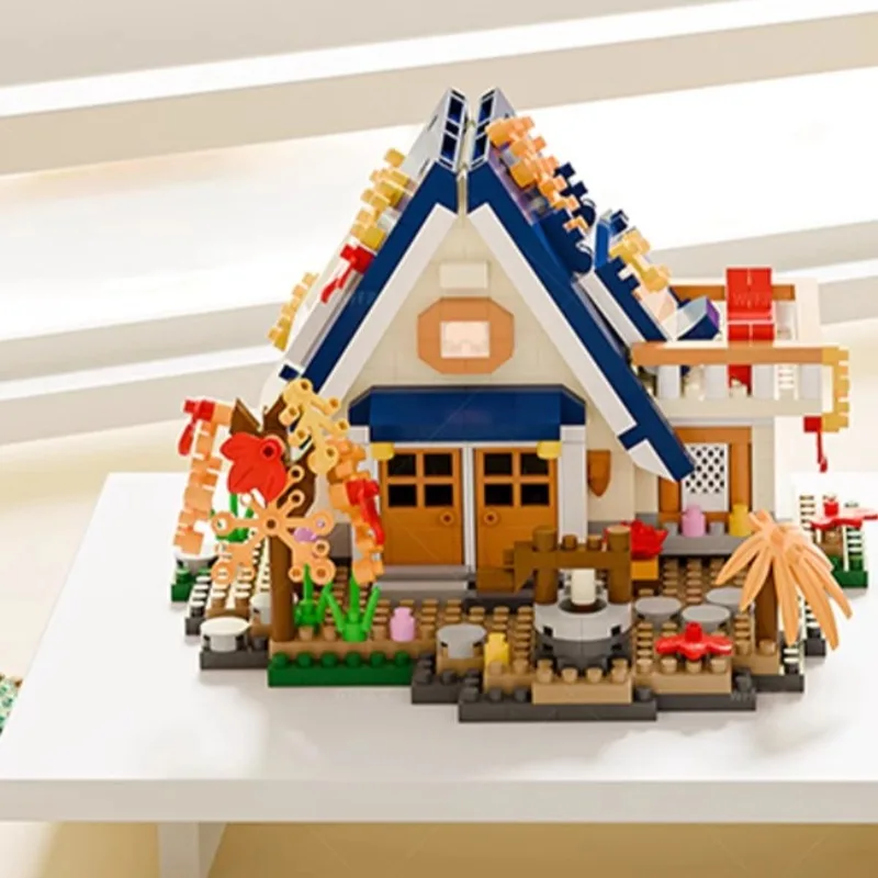 Baumhaus Bausteine Retro Wald Holz Cottage Serie Kleines Granulat Zusammengebautes Modell Ornamente Lernspielzeug Geschenke