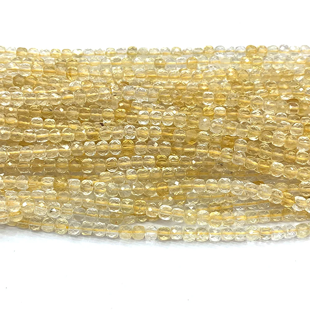 Natural Citrine Faceted Irregular Cube Small Beads For Jewelry Making 06828