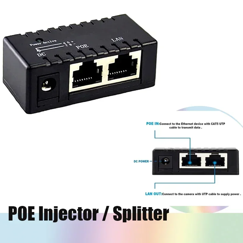 10/100Mbps 5V-48V POE Power Adapter Ethernet Injector Splitte for RJ45 Interface for IP Camera POE Adapter Module Accessories