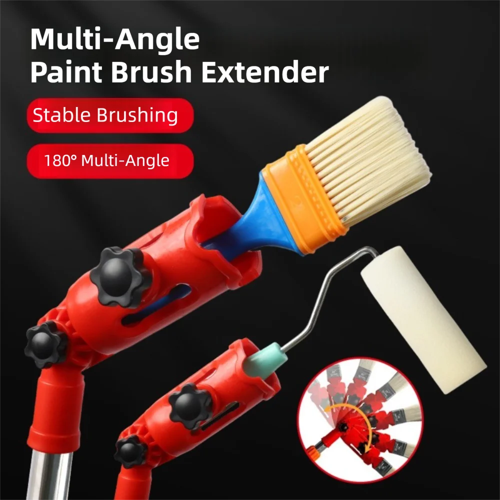 Durable Multi-Angle Paint Brush Extender Rotating Head Plastic Paint Brush Holder Secure Handle Grip Walls Edges Corners