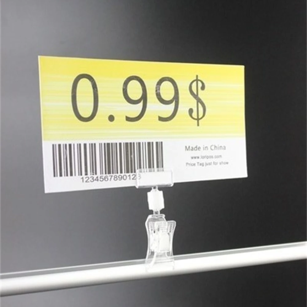 Clear Pop Plastic Sign Card Display Memo Label Holder Promotion Advertising Clips Clamp Merchanse Name Tag Snap Price Talker