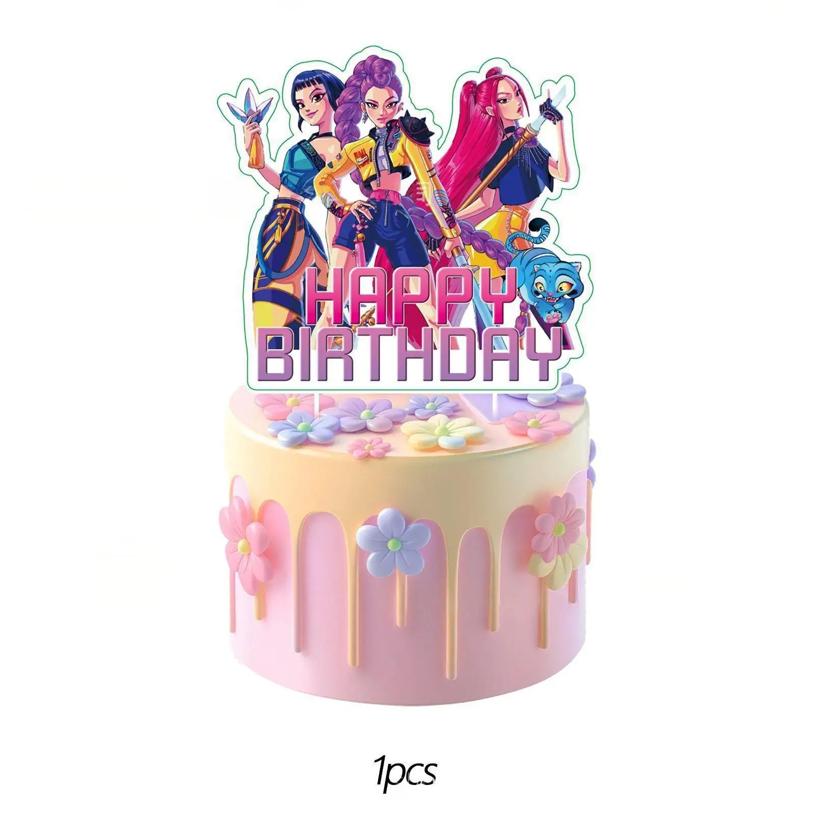 Novo Conjunto de Decoração de Bolo para Festa de Aniversário com Tema de Desenhos Animados, Suprimentos para Decoração de Bolo