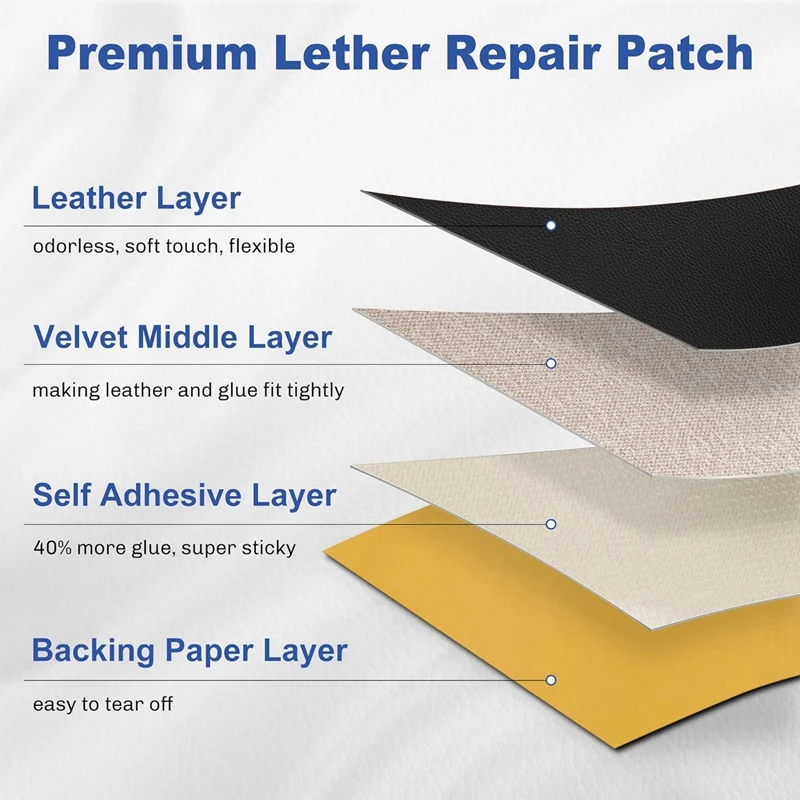 Leather Repair Patch, 3X60 Inch Self Adhesive Leather Repair Tape For Furniture, PU Leather Repair Kit For Car Seat Easy To Use