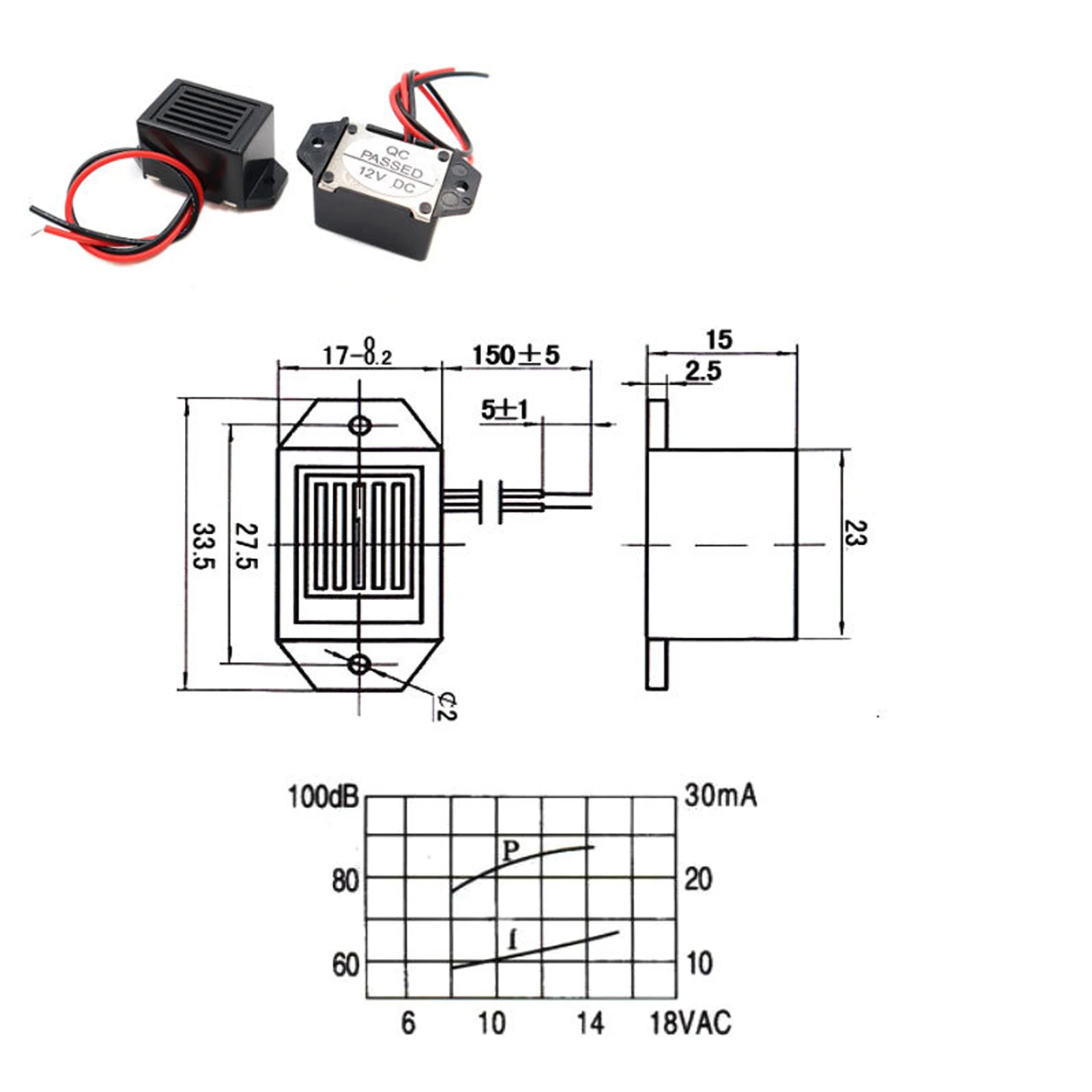 5PCS Mini Buzzers with Leads - 3/6/912/24V 400Hz Morse Code Mechanical Electronic Components