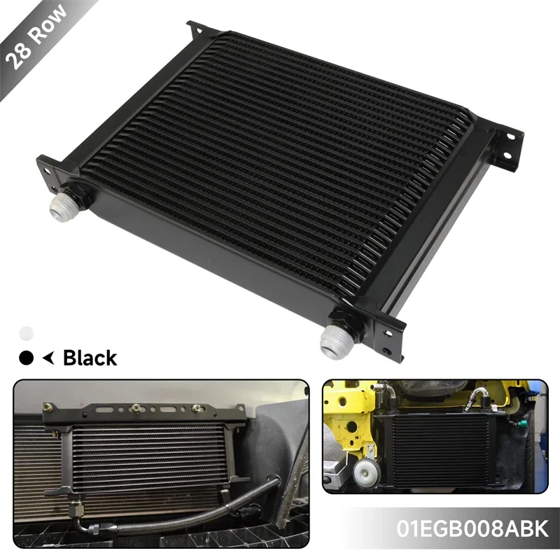 

Aluminum 28 Row AN10 Oil Cooler 248MM 7/8"-14 UNF Universal Engine Transmission MOCAL Style Black/Silver