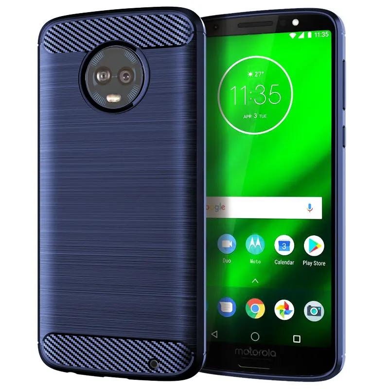 Shockproof Carbon Fiber Case for Moto G6 Plus G6+ Brushed Texture Rubber Silicone Case for moto g6 plus g6+ Soft Phone Cover