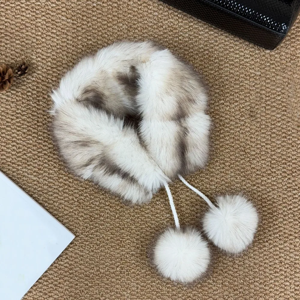 New Faux Fur Faux Fur Collar Soft Fluffy Texture Fur Collar Scarf Pom Pom Tie Pull Through Fluffy Neck Warmer Winter Outfits